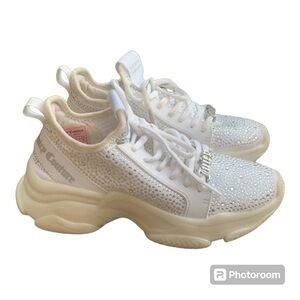 Juicy Couture Adana White Rhinestone Chunky Lace-Up Sneakers Size 6.5